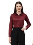 Style Quotient Women Maroon Satin Regular Formal Shirt