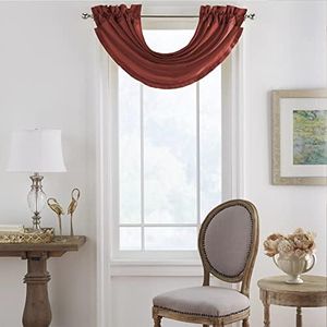 Elrene Home Fashions 026865721874 Room Darkening & Energy Efficient Lined Rod Pocket Window Curtain Drape Pleated Regal Solid Panel, Red, 52" x 36" (1 Valance)