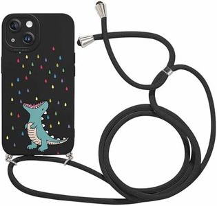 Foonary Cover con Cordino per Apple iPhone 15 6,1", Custodia con Aesthetic Animal Motivo Laccio Collana Tracolla, Silicone Necklace Regolabile Protezione Bumper Corda Phone Case per iPhone 15,02