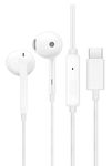 Oppo Type-C Half-in-Ear Wired Earbuds,14.2mm Dynamic Coil, with Multi-Function Remote-MH136 (White)