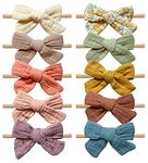 Cherssy Baby Muslin Headbands and Cotton Hair Bows, 10pcs Super Soft Hairbands for Newborn, Infants, Toddlers