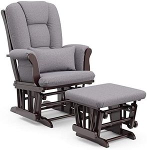 Stork Craft Tuscany Custom Glider and Ottoman with Free Lumbar Pillow, Espresso/Slate Gray Swirl