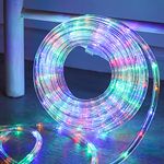 DINGFU 33ft 240 LED Rope Lights,110V 2 Wire Connectable Waterproof Rope Lights,Indoor Outdoor Multicolor Light Rope for Deck, Patio, Pool, Camping Lighting Decorations (Multi-Colored)