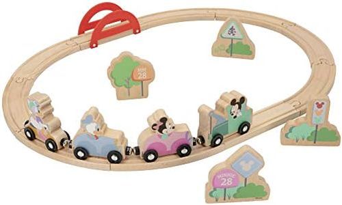 WOOMAX Disney Mickey Mouse, Circuito Tren Madera, Juguetes Niños 2 Años, Bebe 18 Meses, Juguete Educativo, Preescolar Infantil, Vias Tren Madera, 48703