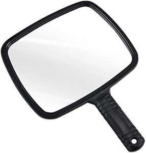 TRIXES Hand Mirror with Handle in Black for Hairdressers Salons and Barbers