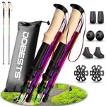 DOBESTS Walking Hiking Poles, 2 Pack Folding Trekking Stick with Quick Lock System, Nordic Walking Sticks for Women and Men, Walking Poles Lightweight Telescopic (Multicolor-Cork Grips)
