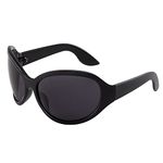 Schmonti Retro Oversized Wrap Around Sunglasses for Women Men Y2K Trendy Black Oval Shades Frame Shield Sun Glasses, C1 Black/Black, Medium