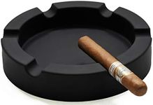 FairleeCove Large Round Cigar Ashtray Centerpiece - Wide Shelf - Unbreakable – Firm Flexible Silicone Indoor Outdoor Cigar Ashtrays for Patio Pool Restaurant (Black)