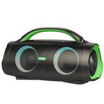 DOSS Extreme Boom+ Bluetooth Speaker with 100W Stereo Sound, Rich Bass, 20H Playtime, Power Bank, Mixed Color Light, IPX6 Waterproof Haut parleur Speaker for Camping, Beach, Outdoor-Green