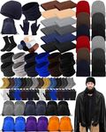 Suhine 72 Pieces Homeless Care Package Winter Gloves Socks Coral Fleece Blanket Hats Neck Scarfs Unisex Drawstring Bags (Assorted Colors)