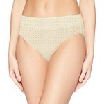 Warner's Women's No Pinching No Problems Hi Cut Brief Panty, Body Tan Polka Dot Print, M