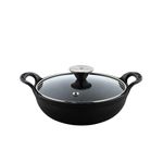 TRILONIUM Triple Seasoned Cast Iron CrockWok Mini Kadhai 20 cms, 1.2 kgs with Lid