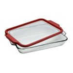 Anchor Hocking 3-Quart Glass Baking Dish with Airtight TrueFit Lid, Cherry Red, Set of 1