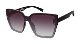 MARTHA STEWART Women's Ms168 Cat Eye Shield Uv400 Protective Square Sunglasses. Timeless Gifts for Her, 144 Mm, Black