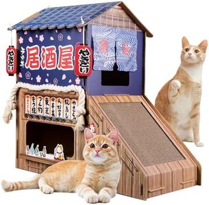 opbodqo Indoor Cardboard Cat House（Heavy Duty Cardboard）Double Decker Cat Villa,Cat Bed with Cat Scratching Board, Cat Tree Tower with Toys and Furniture, Stylish cat Castle，Unique Iarge Cat House。