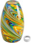 Viinew Glass Pendant Lamp Shade 4.72" Colorful Art Glass Chandeliers Cover Mini Oval Light Shade Replacement Shade Only Light Fixtures for Kitchen Island Dining Room,Living,Foyer,Hallway, Entry 1-Pack