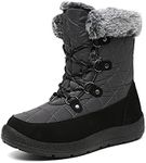 JSWEI Winter Boots for Women Boots Insulated Comfortable Memory Foam Fur Winter Snow Boots Women Winter Boots Waterproof Cold Weather Size, Grey, 6 UK Wide