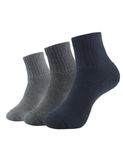 Jockey Men's Ankle Length Sports Cotton Socks (Pack of 3) 7036_Black/Midgrey Mel/Char Mel_FREE SIZE