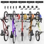 Charmount Bike Storage Rack, 85 inch Wall Mount Vertical Bicycles Hanger with 5 Bike Racks & 10 Hooks, Heavy Duty Bike Rack for Indoor Garage Storage, up to 1000lbs