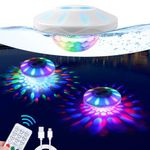 Rechargeable Floating Pool Lights: Remote Control Swimming Pool Lights Float with RGB Color Changing LED Pool Lights IP68 Waterproof Hut Tub Lights for Pool Pond Garden Party 1 Pack