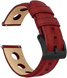 BARTON WATCH BANDS, 23mm Red - Rally Horween Leather Black Buckle Watch Bands - Quick Release - Choose Strap Color & Width