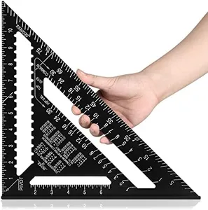 Beslands Aluminum 12-inch Rafter Square Carpenter Measuring Layout Tool Alloy Metal Triangle Ruler Protractor for Woodworking and Carpentry （Imperial）