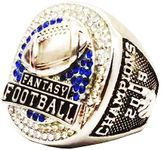 guancrown Fantasy Football Championship Ring 2019 Trophy Prize, size 9, Zinc, White Diamond