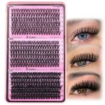 Focipeysa Fluffy Lash Clusters 30P+40P+50P DIY Lash Extension 360pcs Clusters Lashes D Curl Eyelash Extension 9-16mm Individual Lash for Self Application at Home