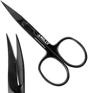 By MILLY Professional Nail Scissors | High Carbon Stainless Steel | Manicure Scissors | Razor Sharp Curved Blade Nail Scissors for Women - 100% Stainless Steel Beauty Scissors for Nails (Black)