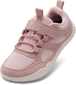 WHITIN Kids Barefoot Shoes Wide Toe Box Sneakers for Girls Boys Zero Drop Fashion Athletic Running Tennis Hiking Size 5 Big Kid Pink 37