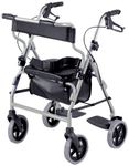 DAYS Four Wheeled Rollator Walker with Breaks, Foot Rest and Basket, Mobility and Support Aid for Elderly, Disabled and Handicapped Users, Silver