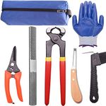 8 inch Farrier Tool Kits （7 Piece） Mini Rasp Hoof File Goat Pig Equine Metal Shears Professional Farriers Hoof Nipper Cutter Handle Knife