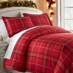 Southshore Fine Living, Inc. Oversized King/California King Duvet Cover Set Soft Premium Bedding with Zipper Closure Includes 1 Duvet Cover and 2 Pillow Shams, Machine Washable, Red