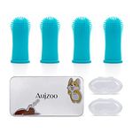 Aujzoo Dog Toothbrush Set (4 Packs), 360º Pets Teeth Cleaning Toothbrush for Dogs Cats Dental Care, Silicone Finger Teeth Brush