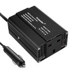 Yinleader Power Inverter 300W DC 12V to 240V AC Modified Sine Wave with Type-C and QC 3.0 USB-Black Car Cigarette Adapter Converter UK Socket