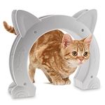 payanwin Cat Door, Pet Door for Cats Interior Door 2 Way Kitty Hole Shape Pass Fits Hollow Core Glass Solid Door for Cats up to 21lbs, Hidden Litter Box in Basement Laundry Room Easy to Install