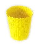 Sonas Creation Paperus, Yellow, Open-top Dustbin, Waste Basket, Paper Bin, Trash Can, Storage Basket, Standard Size 10 Liter, 11 inch Tall, Eco-Friendly, Handmade, of Paper Ropes