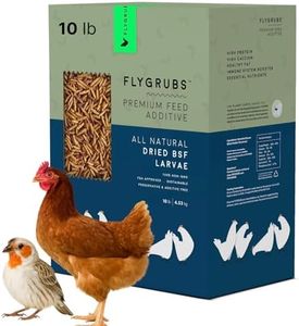 FLYGRUBS Superior to Dried Mealworms for Chickens (10 lb) - 85X More Calcium Than Meal Worms - Non-GMO Poultry Feed & Molting Supplement - Black Solider Fly Larvae Treats for Hens Ducks Wild Birds