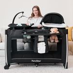 Pamo Babe 4 in 1 Portable Baby Nursery Center Baby Playard, Foldable Playpen with Bassinet, Baby Travel Crib with Changing Table(Black)