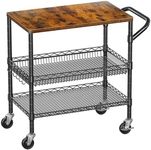 WDT 990Lbs Capacity Heavy Duty Rolling Utility Cart, NSF Rolling Carts with Wheels,Commercial Grade Metal Cart with Handle Bar & Shelf Liner,Trolley Serving Cart for Kitchen