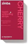 New Zimba Cherry Flavored Teeth Whitening Strips | Vegan, Enamel Safe Hydrogen Peroxide Teeth Whitener for Coffee, Wine, Tobacco, and Other Stains | 14 Day Treatment | Cherry