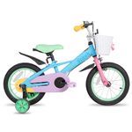 STITCH MACARONS 16 inch kids bike for 5-7 girls, 16 inch girls bike with stablisers and basket,blue