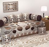 Ab Home Decor Chenille 500 TC Heavy Fabric Premium Cotton Diwan Set (Brown) -8 Piece