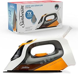 Sunbeam Verve 650 CeraFlow Steam Iron | Durable Ceramic Soleplate, 150g/min Steam Shot, 300mL Tank, 2400W Fast Heat-Up, Safe Store Indicator, Auto-Off, Saffron & White, SRC6500