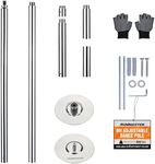 runmaster Premium Spinning and Static Dance Pole Kit - Portable 45mm Exercise Pole for Club, Party, Home Use - Easy Assembly, Sturdy Steel Construction with Silicone Rubber Protection - Silver