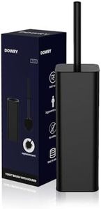 DOWRY Toilet Bowl Brush and Holder for Bathroom Storage Organization Deep Cleaning Covered Brush Cleaner Black Toilet Brush with 2 Brush Holders,Black Square