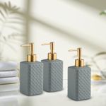 The Better Home Ceramic Soap Dispenser 350ML (3Pcs) Soap Dispenser for Bathroom | Soap Dispenser Set | Soap Dispenser for Kitchen | Hand Soap Dispenser | Soap Dispenser for Wash Basin