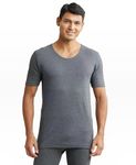 Jockey 2400 Men's Super Combed Cotton Rich Half Sleeved Thermal Undershirt with Stay Warm Technology_Charcoal Melange_L