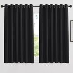 PONY DANCE Black Blackout Curtains for Bedroom Eyelet Thermal Insulated Curtains 54 Drop Extra Wide Drapes for Room Darkening / Privacy Protection, 2 Pieces, W90 X L54 Inch, Black