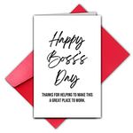 Happy Boss’s Day Card for Him Her Team Leader Man Women,Funny Boss Day Card form Staff Coworker Employee, Boss Appreciation Card, Hilarious Boss Day Card, “Thanks for Helping to Make This A Great Place to Work”